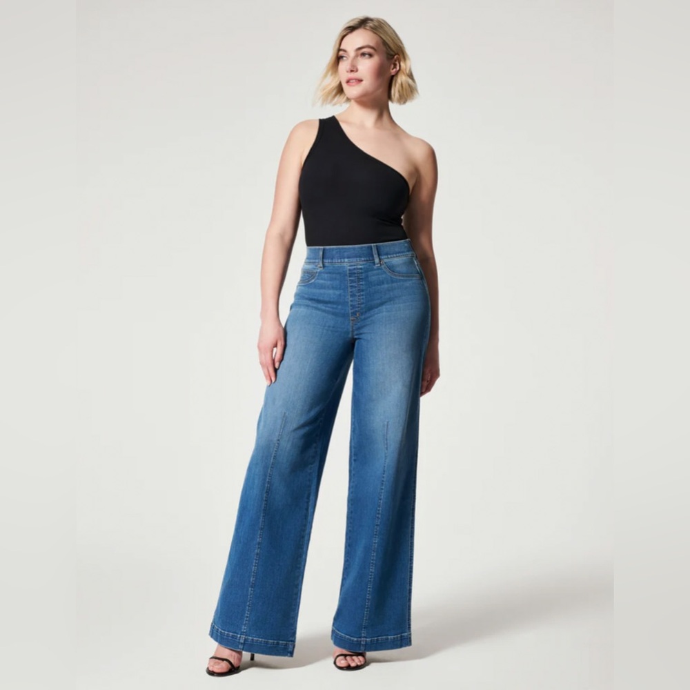 Spanx Seamed Front Wide Leg Jeans, Vintage Indigo, XL